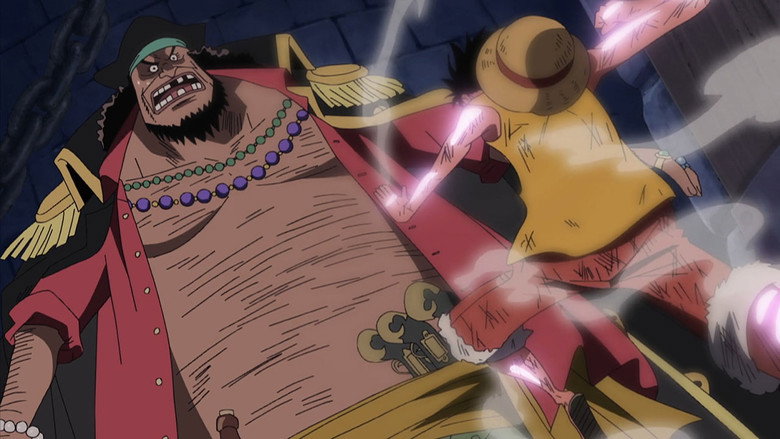 Pistola a Jato de Fúria! Luffy vs. Barba Negra!